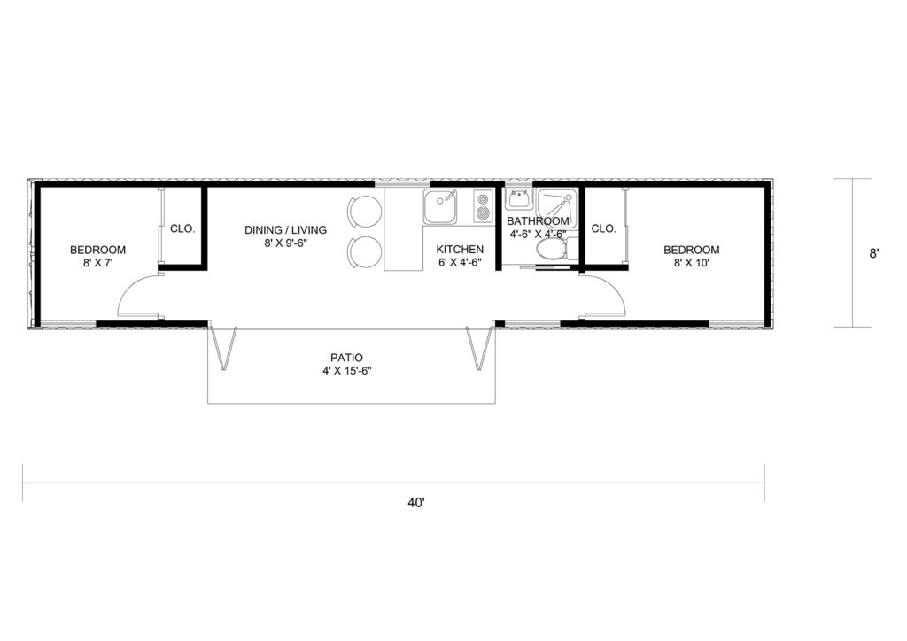 2 Bedroom Container Home Floor, Container House Design Plans