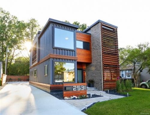 a wooden and metal-designed shipping container home - build a shipping container home