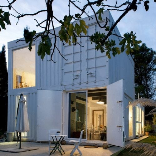 white colored two storied container home