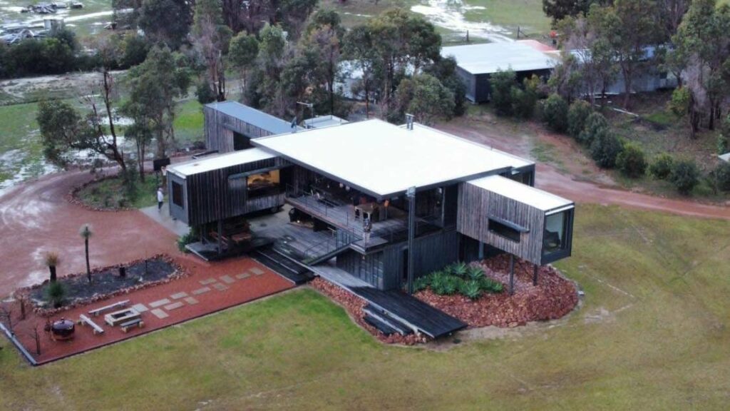 Steve Hick's Stunning Kaloorup Shipping Container House in Western Australia view from above