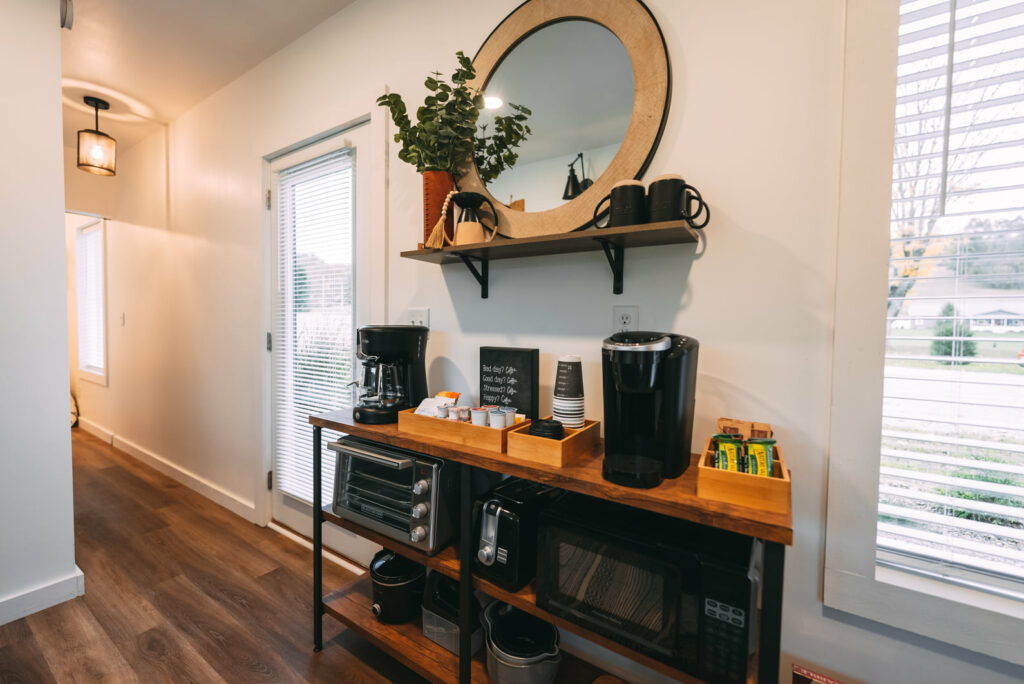 Coffee area and various appliances