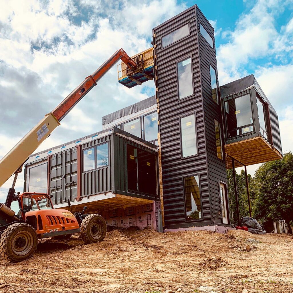 Justin Kuehl's Stunning Modern Container Home Built by Factotumbuilds in Grafton, WI in progress