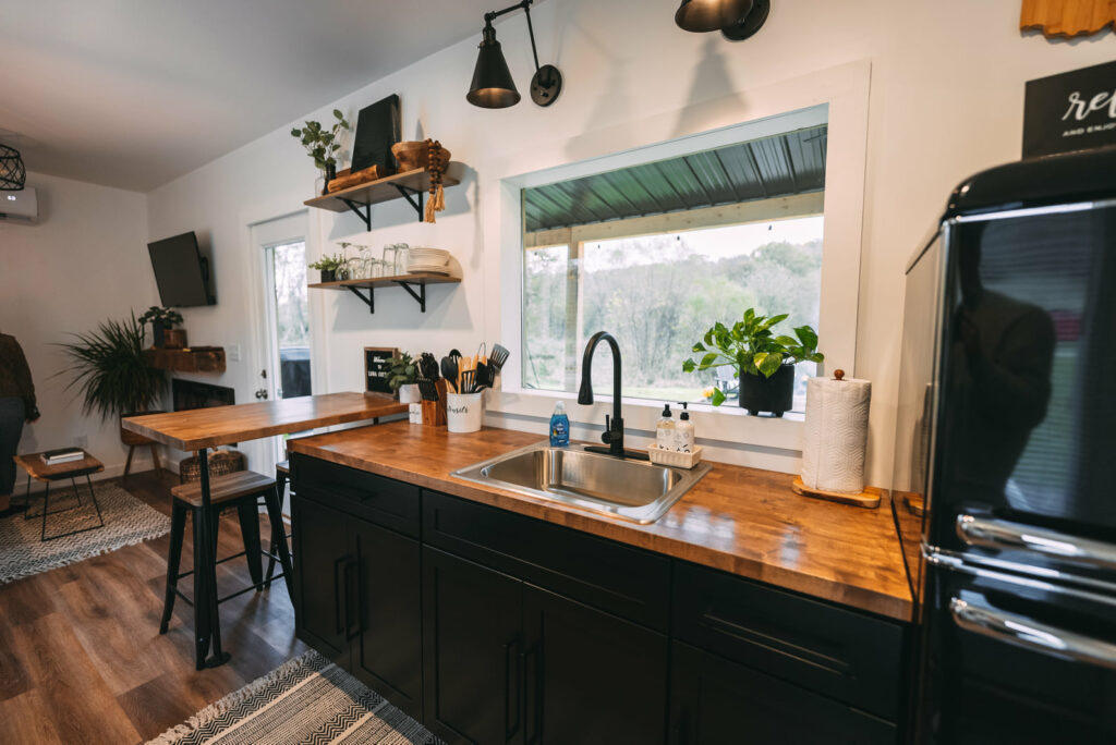 Kitchen sink with window for an outside view