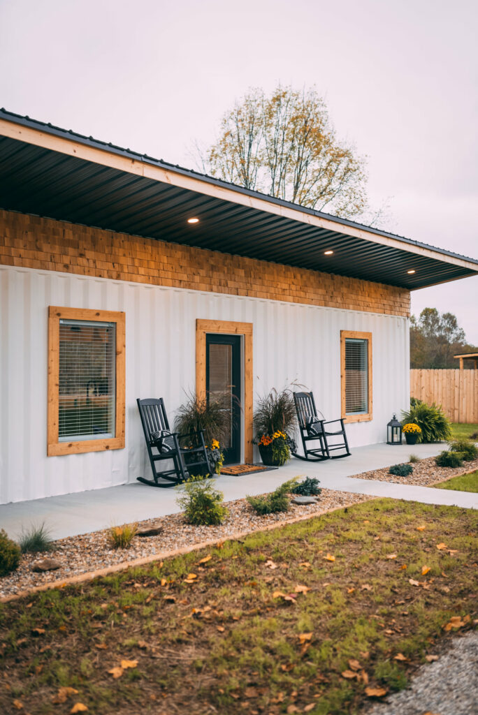 Rustic Tiny Container Home Front Exterior