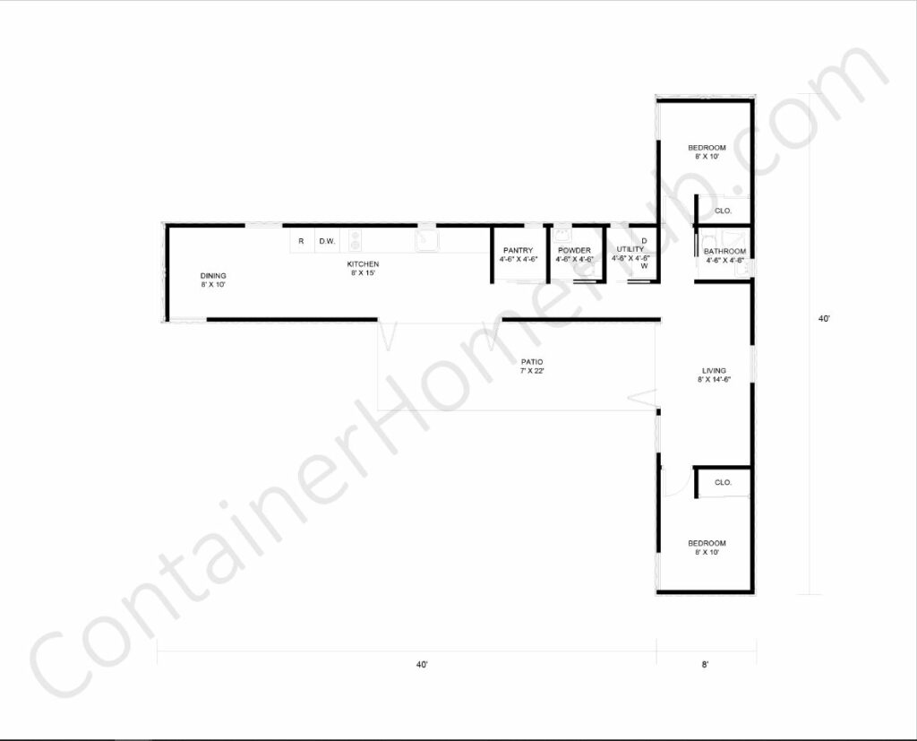 2 40-foot Shipping Container Home Floor Plans with Pictures