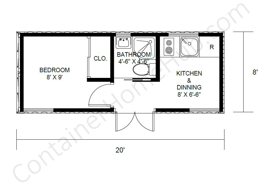 20-foot Shipping Container Home Floor Plans with Pictures 1