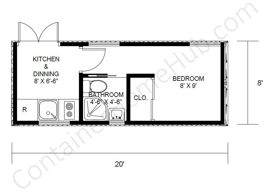 20-foot Shipping Container Home Floor Plans with Pictures 3