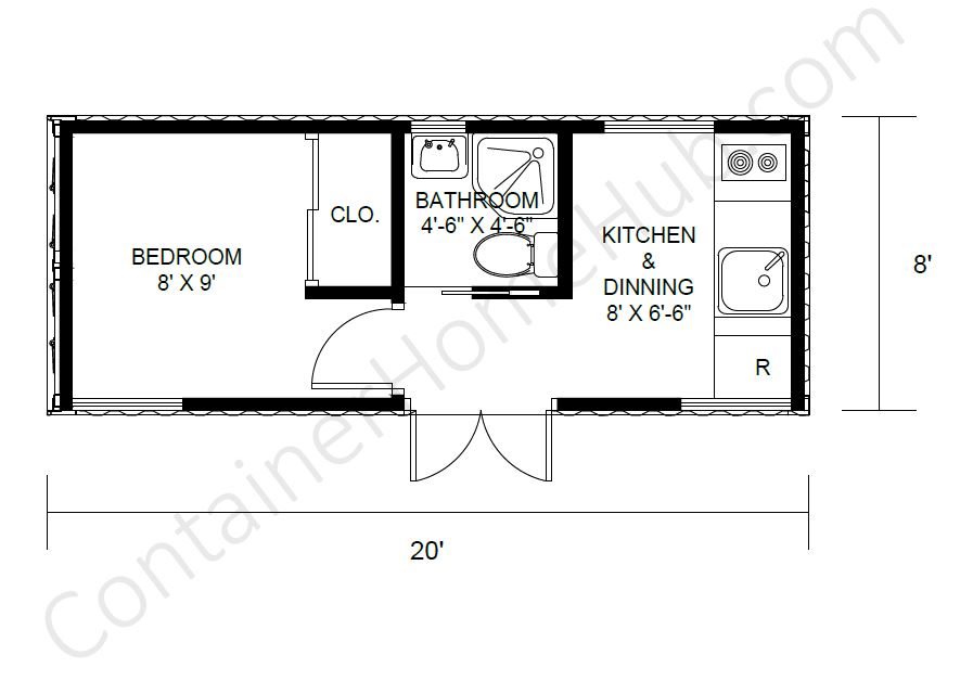 20-foot Shipping Container Home Floor Plans with Pictures 4