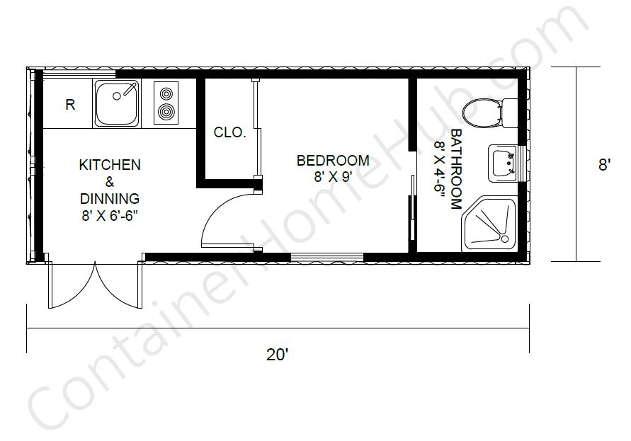 20-foot Shipping Container Home Floor Plans with Pictures 5