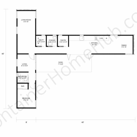 1 Bedroom Shipping Container Home Floor Plans