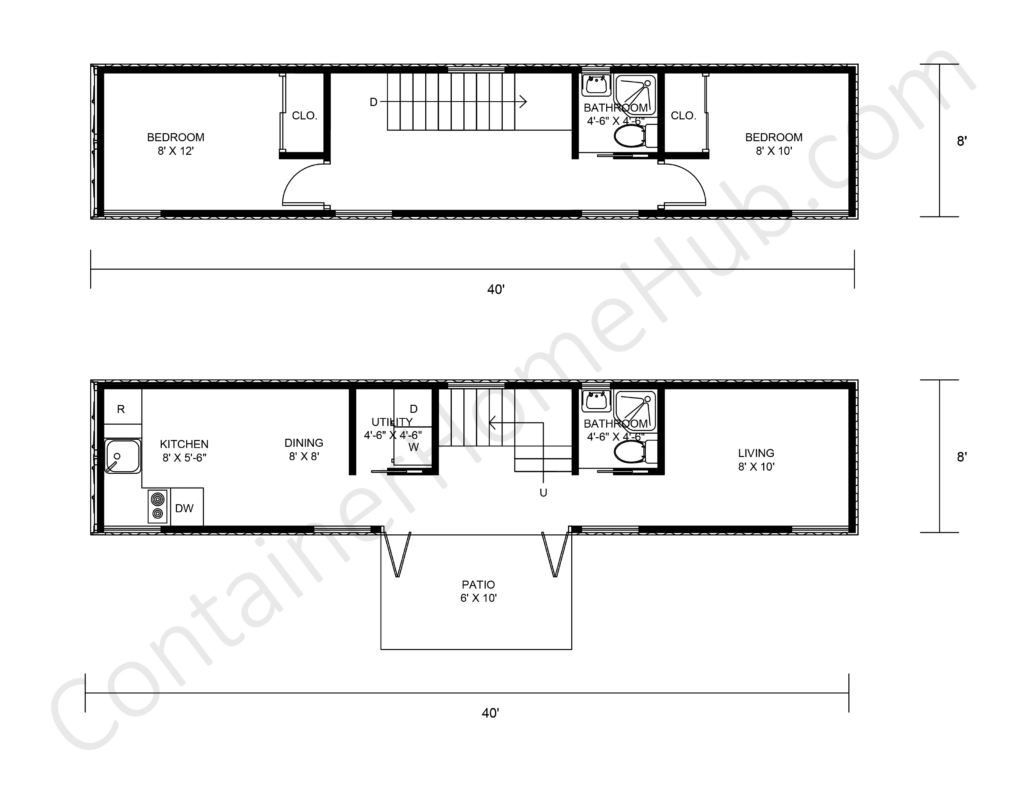 2 Story Shipping Container Home Floor Plans with Pictures