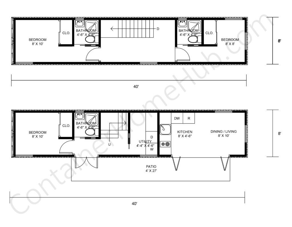 2 Story Shipping Container Home Floor Plans with Pictures