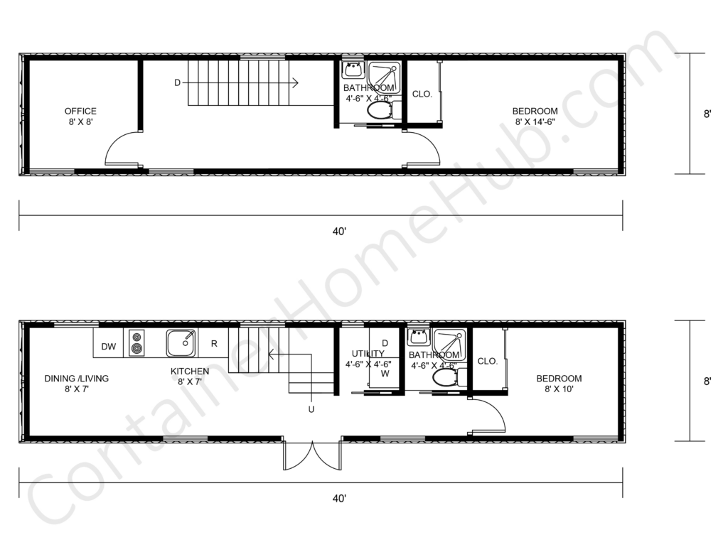 2 Story Shipping Container Home Floor Plans with Pictures