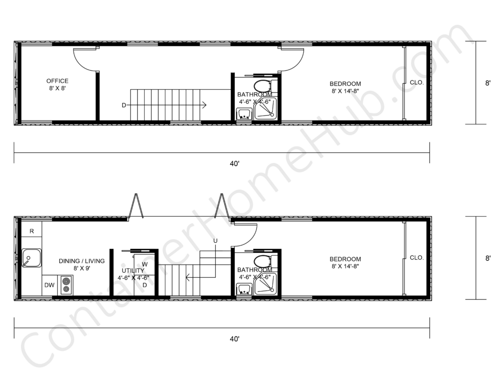 2 Story Shipping Container Home Floor Plans with Pictures