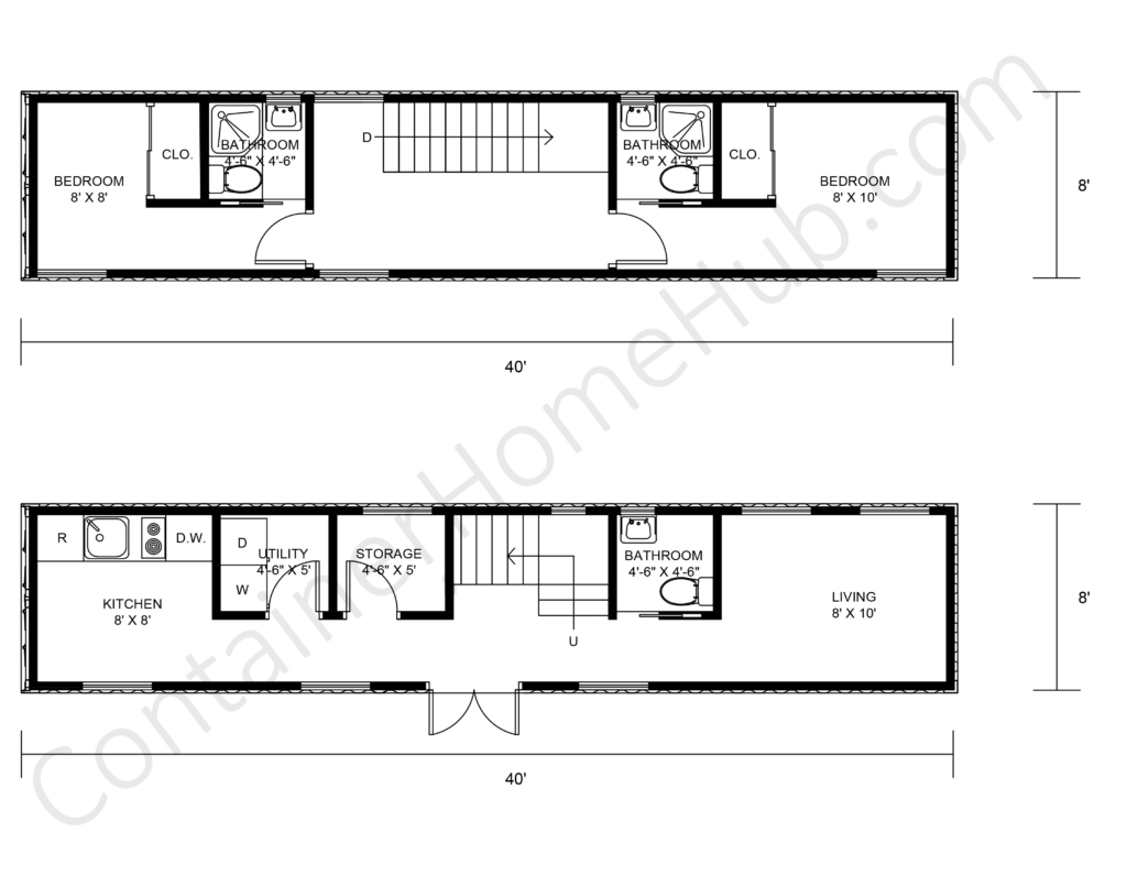 2 Story Shipping Container Home Floor Plans with Pictures