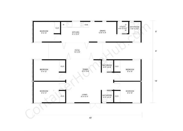 5 Bedroom Shipping Container Home Floor Plan