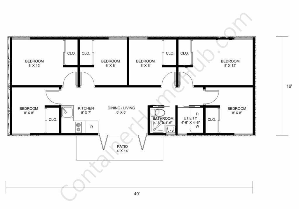 6 bedroom Shipping Container Home Floor Plan 7