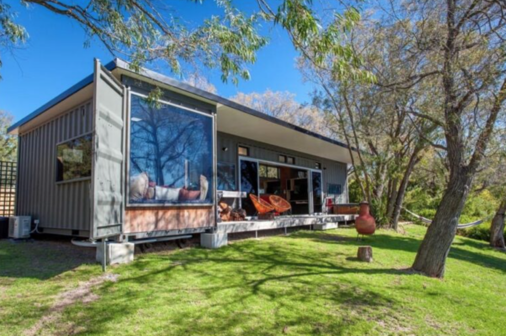 Shipping container home in Dallas with large windows