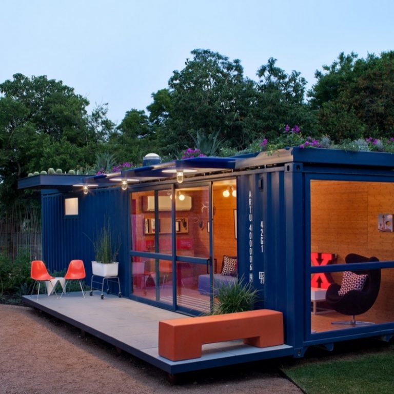 Shipping container home in Tampa with large windows