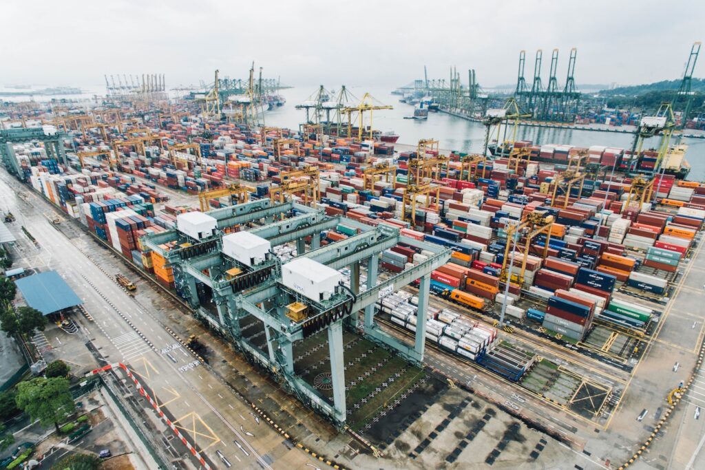 intermodal containers on dock
